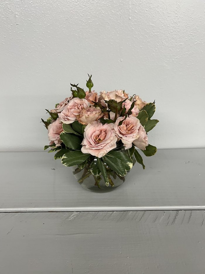 Pink Spray Roses in Bubble Bowl