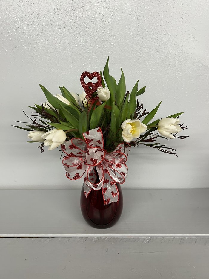 White Tulips Vase Arrangement