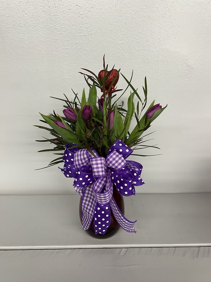 Purple Tulips Vase Arrangement