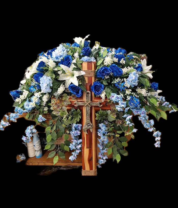 Rugged Cross Casket Spray