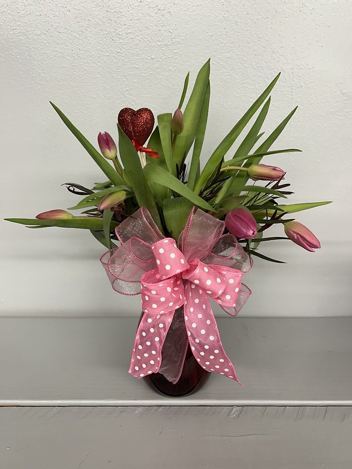 Pink Tulips Vase Arrangement