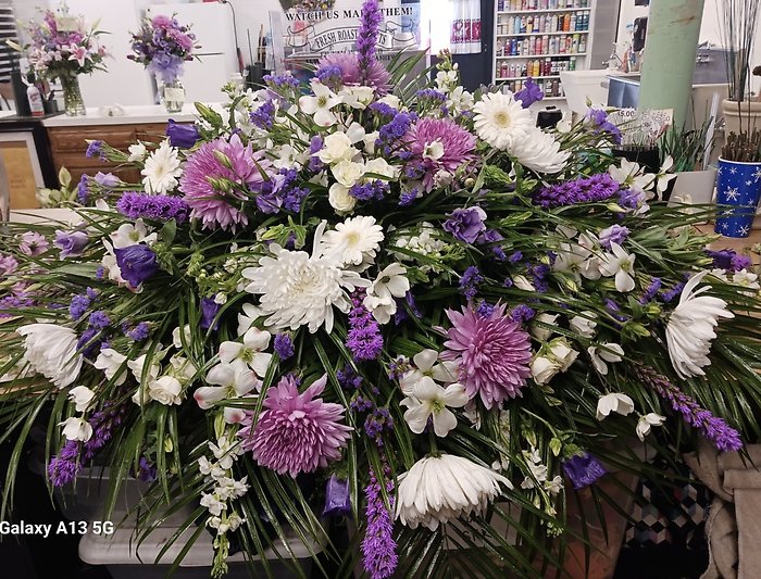 Purple Remembrance Casket Spray